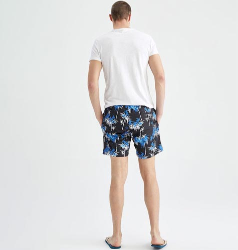 Men Black & Blue Printed Mid-Rise Swim Shorts